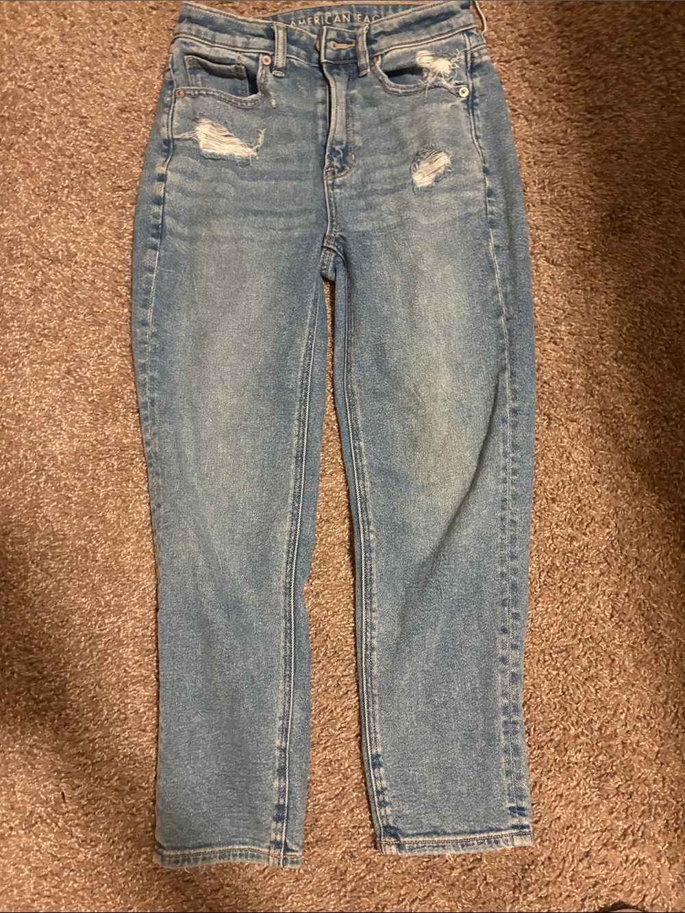 American Eagle Outfitters Light Blue High-Rise Distressed Jeans